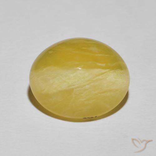 11.49ct 天然 薄いイエロー キャッツアイオパール, 楕円形, オペーク