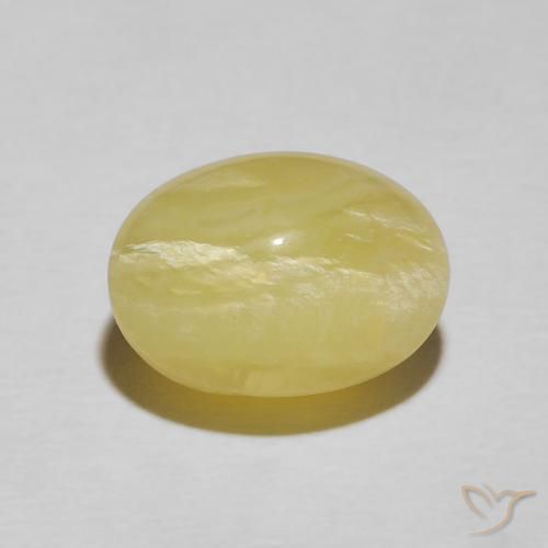 4.48ct 天然 ライトイエロー キャッツアイオパール, 楕円形, オペーク