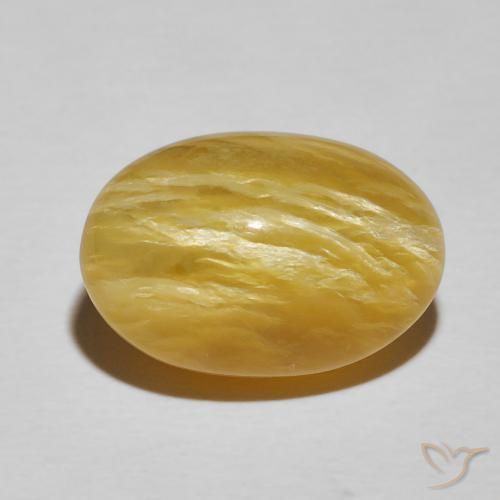 8.30ct 天然 リッチイエロー キャッツアイオパール, 楕円形, オペーク