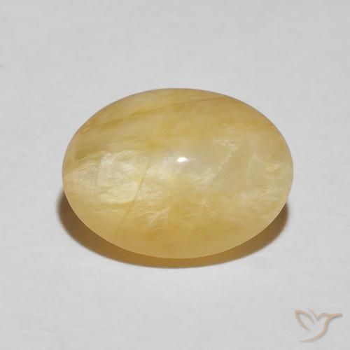 3.59ct 天然 ゴールデンロッドイエロー キャッツアイオパール, 楕円形, オペーク