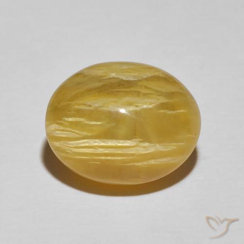 7.14ct 天然 リッチイエロー キャッツアイオパール, 楕円形, オペーク