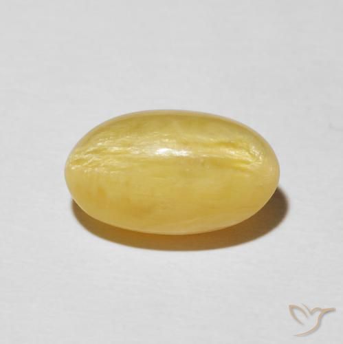 4.23ct 天然 ウォームイエロー キャッツアイオパール, 楕円形, オペーク