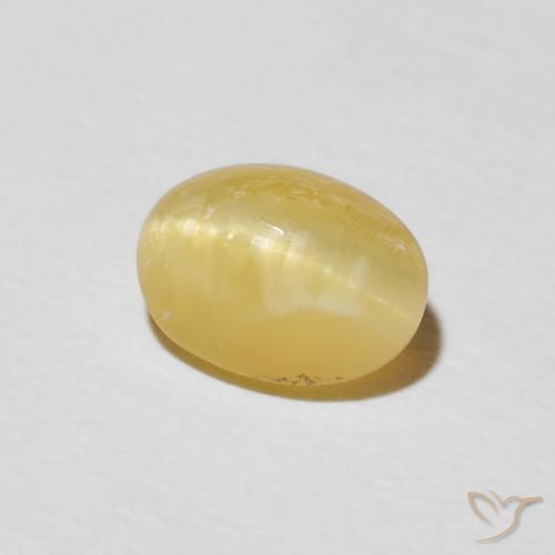 1.45ct 天然 ウォームイエロー キャッツアイオパール, 楕円形, オペーク
