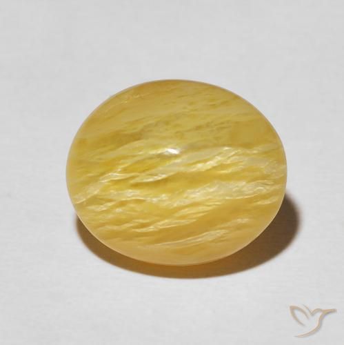 6.32ct 天然 ゴールデンロッドイエロー キャッツアイオパール, 楕円形, オペーク