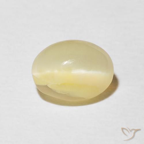 0.88ct 天然 薄いラグナイエロー キャッツアイオパール, 楕円形, オペーク