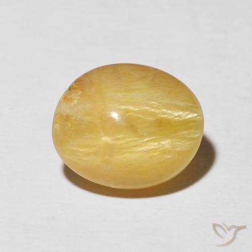 5.55ct 天然 ミディアムゴールデン キャッツアイオパール, 楕円形, オペーク