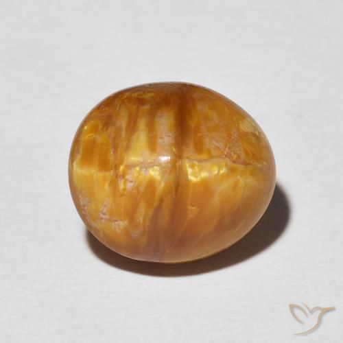 5.76ct 天然 ダークオレンジ キャッツアイオパール, 楕円形, オペーク