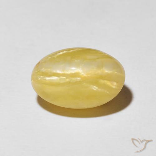5.44ct 天然 トスカーナイエロー キャッツアイオパール, 楕円形, オペーク