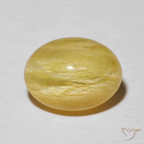 4.31ct 天然 ゴールデンロッドイエロー キャッツアイオパール, 楕円形, オペーク