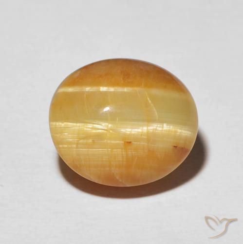 7.16ct 天然 ゴールドブラウン キャッツアイオパール, 楕円形, オペーク