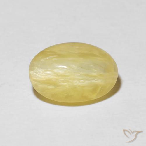 2.52ct 天然 ライトイエロー キャッツアイオパール, 楕円形, オペーク
