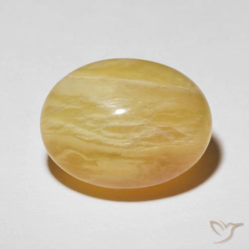 20.55ct 天然 ミディアムイエロー キャッツアイオパール, 楕円形, オペーク