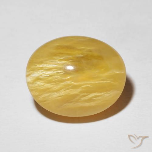 10.02ct 天然 ゴールデンロッドイエロー キャッツアイオパール, 楕円形, オペーク