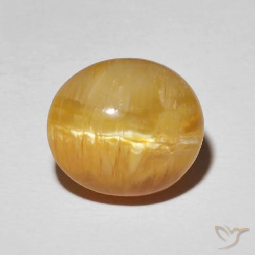 7.94ct 天然 ゴールドブラウン キャッツアイオパール, 楕円形, オペーク