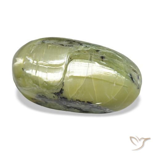9.66カラットの天然黄色がかった緑Cat's Eye Opal（18.1×9.8 mm・オーバルカット）