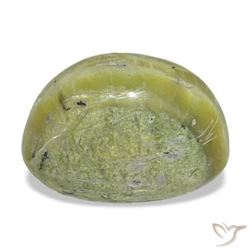 11.22カラットの天然ウォームグリーンCat's Eye Opal（16.1×12 mm・オーバルカット）