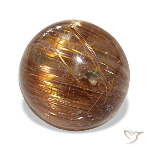 3.91カラットの天然ミディアムオレンジCat's Eye Rutile Quartz（9.53 mm・ラウンドカット）