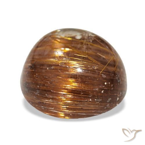 3.91カラットの天然ミディアムオレンジCat's Eye Rutile Quartz（9.53 mm・ラウンドカット）