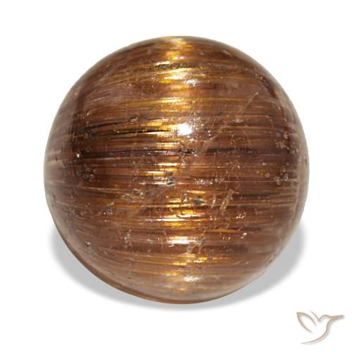 5.21ct オレンジ Cat's Eye Rutile Quartz, ラウンド, 半透明