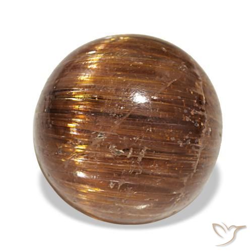 5.21カラットの天然深い赤みがかったオレンジCat's Eye Rutile Quartz（10.10 mm・ラウンドカット）