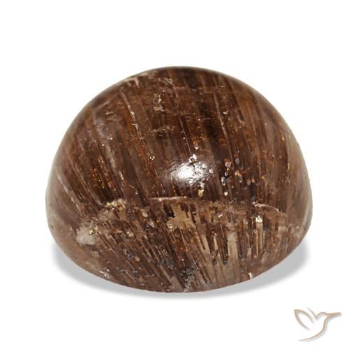 5.21カラットの天然深い赤みがかったオレンジCat's Eye Rutile Quartz（10.10 mm・ラウンドカット）