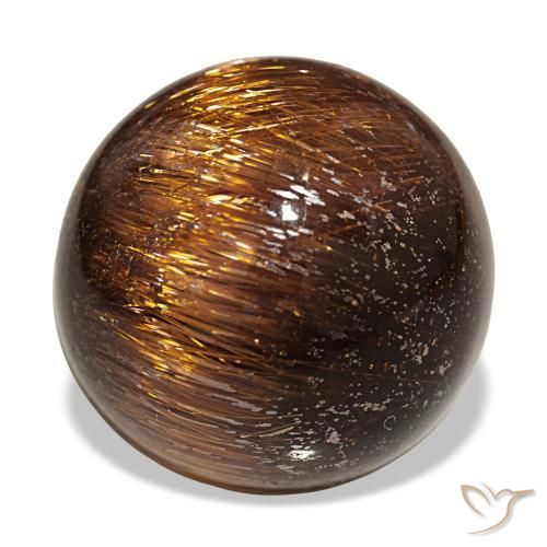 19.68カラットの天然Medium Dark-OrangeCat's Eye Rutile Quartz（16.42 mm・ラウンドカット）