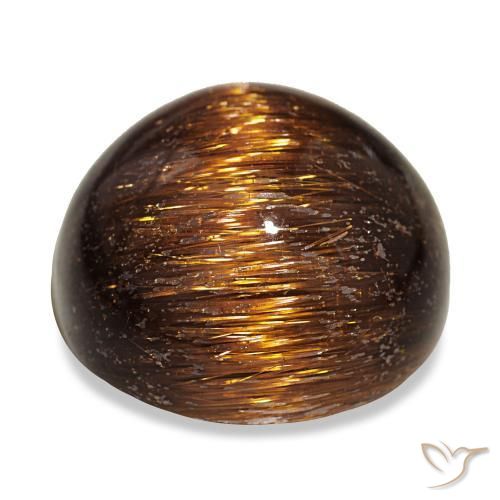 19.68カラットの天然Medium Dark-OrangeCat's Eye Rutile Quartz（16.42 mm・ラウンドカット）