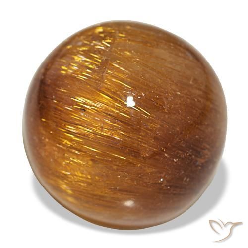 17.93カラットの天然オレンジブラウンCat's Eye Rutile Quartz（15.14 mm・ラウンドカット）