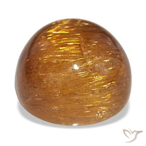 17.93カラットの天然オレンジブラウンCat's Eye Rutile Quartz（15.14 mm・ラウンドカット）
