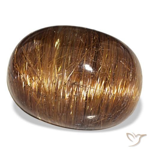 44.01カラットの天然深い赤みがかったオレンジCat's Eye Rutile Quartz（24.1×18.2 mm・オーバルカット）