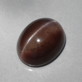 5.30カラットの天然ダークブラウンCat's Eye Scapolite（12.1×9.6 mm・オーバルカット）