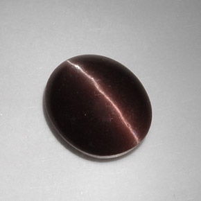 5.88カラットの天然ダークブラウンCat's Eye Scapolite（12.9×10.7 mm・オーバルカット）