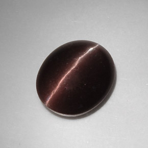 5.88カラットの天然ダークブラウンCat's Eye Scapolite（12.9×10.7 mm・オーバルカット）