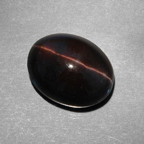 9.21カラットの天然ダークブラウンCat's Eye Scapolite（14.6×11.5 mm・オーバルカット）