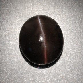 6.82カラットの天然ダークブラウンCat's Eye Scapolite（13×11.2 mm・オーバルカット）