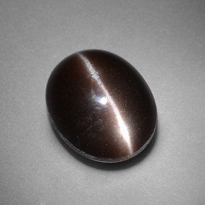 4.41カラットの天然ダークブラウンCat's Eye Scapolite（11.3×9.3 mm・オーバルカット）