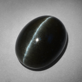 18.17カラットの天然黒Cat's Eye Scapolite（18.3×14 mm・オーバルカット）