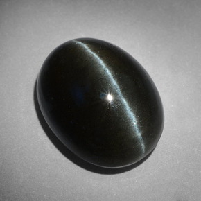 18.17カラットの天然黒Cat's Eye Scapolite（18.3×14 mm・オーバルカット）