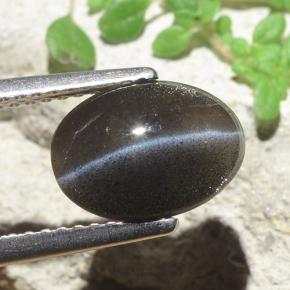 2.56カラットの天然黒Cat's Eye Scapolite（10.2×7.5 mm・オーバルカット）