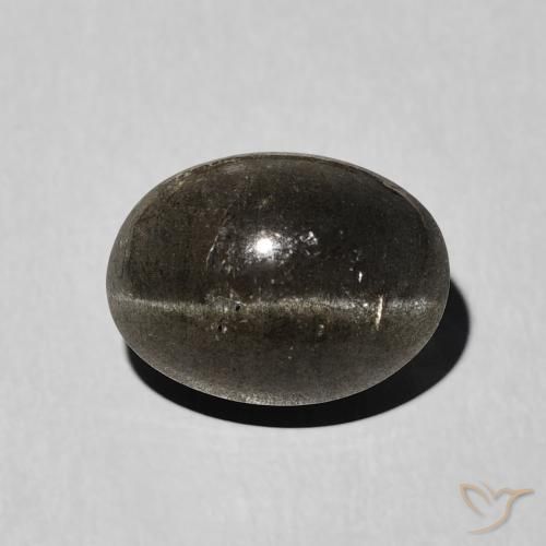3.41ct 天然 ブラック キャッツアイスキャポライト, 楕円形, 半透明