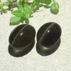 7.38カラットの天然ダークグレーCat's Eye Scapolite（9.9×7.5 mm・オーバルカット）
