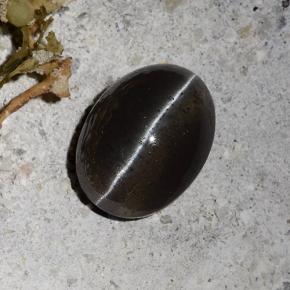 2.30カラットの天然ブラックキャッツアイスキャポライト、オーバルカット、半透明