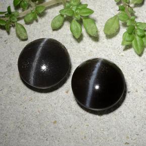 3.46カラットの天然黒Cat's Eye Scapolite（8.31 mm・ラウンドカット）