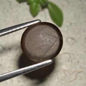 2.01カラットの天然チョコレートブラウンキャッツアイスキャポライト、ラウンドカット、半透明