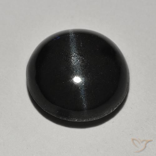 2.46ct 天然 ブラック キャッツアイスキャポライト, ラウンド, 半透明