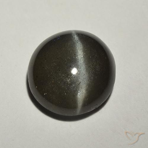 2.18ct 天然 ブラック キャッツアイスキャポライト, ラウンド, 半透明