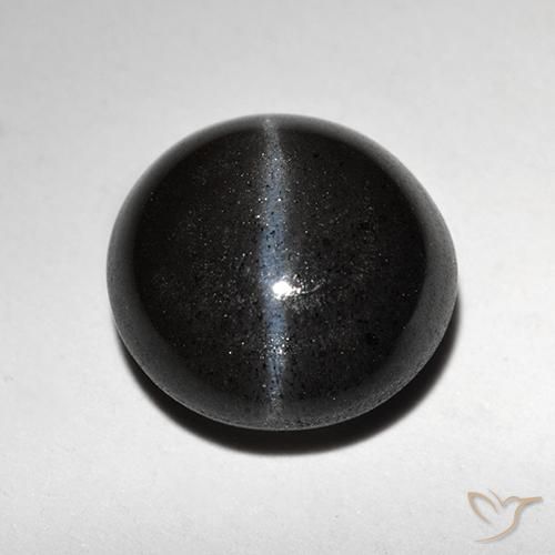 2.87ct 天然 ブラック キャッツアイスキャポライト, ラウンド, 半透明