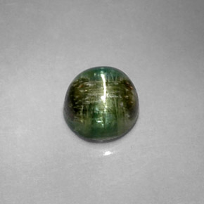 1.20カラットの天然ディープグリーンCat's Eye Tourmaline（5.97 mm・ラウンドカット）