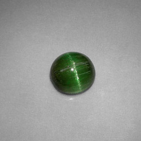 0.85カラットの天然ディープグリーンCat's Eye Tourmaline（5.74 mm・ラウンドカット）