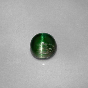 0.67カラットの天然ディープグリーンCat's Eye Tourmaline（4.96 mm・ラウンドカット）